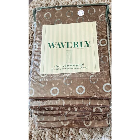 6 Waverly Columbus Brown Circle Spa Rod Pocket Drapery Panel 100% Poly 60”X84” - Picture 1 of 4